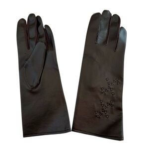 Lightweight Dark Brown Driving Gloves with Embroidered Detail